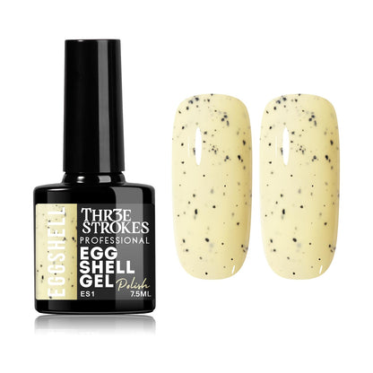 GV939 THR3E STROKES Eggshell Gel Nail Polish (7.5ml) – Black Speckled Spotted Effect Top Coat for UV LED Gel Paint | DIY Salon-Like Nail Art for Women & Girls | Long Lasting & Chip Resistant Glossy Finish