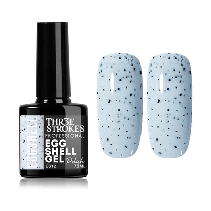 GV939 THR3E STROKES Eggshell Gel Nail Polish (7.5ml) – Black Speckled Spotted Effect Top Coat for UV LED Gel Paint | DIY Salon-Like Nail Art for Women & Girls | Long Lasting & Chip Resistant Glossy Finish