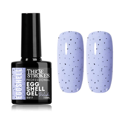 GV939 THR3E STROKES Eggshell Gel Nail Polish (7.5ml) – Black Speckled Spotted Effect Top Coat for UV LED Gel Paint | DIY Salon-Like Nail Art for Women & Girls | Long Lasting & Chip Resistant Glossy Finish