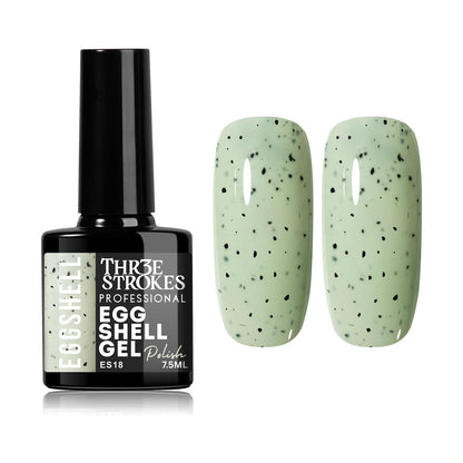 GV939 THR3E STROKES Eggshell Gel Nail Polish (7.5ml) – Black Speckled Spotted Effect Top Coat for UV LED Gel Paint | DIY Salon-Like Nail Art for Women & Girls | Long Lasting & Chip Resistant Glossy Finish