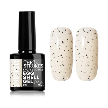 GV939 THR3E STROKES Eggshell Gel Nail Polish (7.5ml) – Black Speckled Spotted Effect Top Coat for UV LED Gel Paint | DIY Salon-Like Nail Art for Women & Girls | Long Lasting & Chip Resistant Glossy Finish