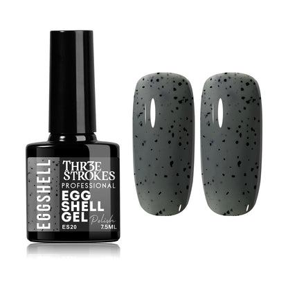 GV939 THR3E STROKES Eggshell Gel Nail Polish (7.5ml) – Black Speckled Spotted Effect Top Coat for UV LED Gel Paint | DIY Salon-Like Nail Art for Women & Girls | Long Lasting & Chip Resistant Glossy Finish