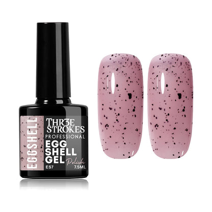 GV939 THR3E STROKES Eggshell Gel Nail Polish (7.5ml) – Black Speckled Spotted Effect Top Coat for UV LED Gel Paint | DIY Salon-Like Nail Art for Women & Girls | Long Lasting & Chip Resistant Glossy Finish