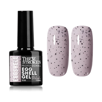 GV939 THR3E STROKES Eggshell Gel Nail Polish (7.5ml) – Black Speckled Spotted Effect Top Coat for UV LED Gel Paint | DIY Salon-Like Nail Art for Women & Girls | Long Lasting & Chip Resistant Glossy Finish