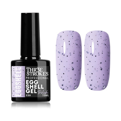 GV939 THR3E STROKES Eggshell Gel Nail Polish (7.5ml) – Black Speckled Spotted Effect Top Coat for UV LED Gel Paint | DIY Salon-Like Nail Art for Women & Girls | Long Lasting & Chip Resistant Glossy Finish