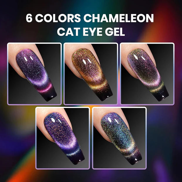 GV967 Vayve Starwave Cat Eye Gel Polish Set – Galaxy Magnetic Effect, 6 Shades