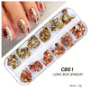GV766 12 Colors Holographic Nail Art Foil Set – Ultra-Thin Glitter Stickers & Laser Sequins for 3D Manicure and DIY Nail Design