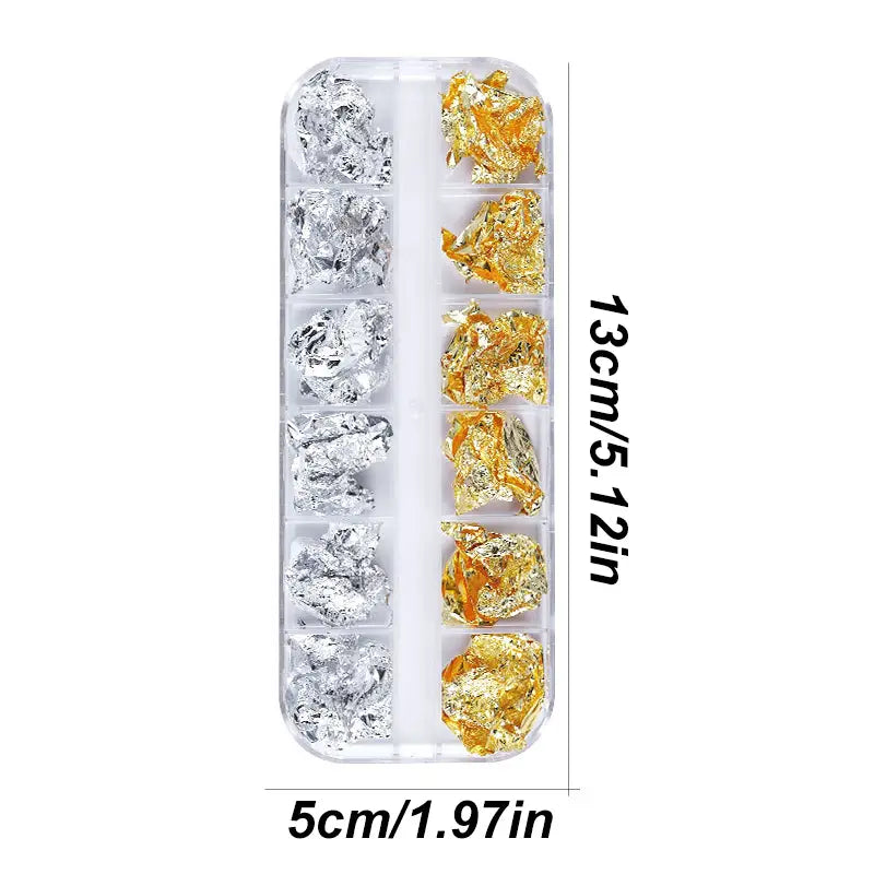 GV766 12 Colors Holographic Nail Art Foil Set – Ultra-Thin Glitter Stickers & Laser Sequins for 3D Manicure and DIY Nail Design