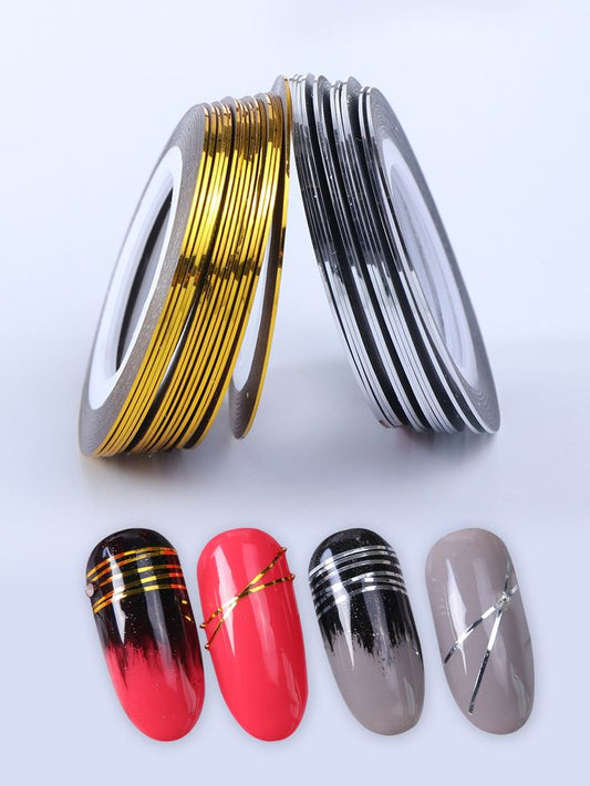 GV617 Gold & Silver Nail Art Striping Tape – Self-Adhesive Design Lines