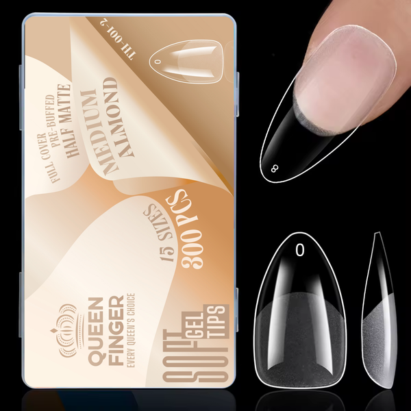 GV873 Soft Gel Nail Tips with Box – 300PCS Clear Gel X Nail Tips Full Cover Fake Nails Soft Acrylic Tips for Nail Extension Manicure at Home or Salon DIY Use for Women and Girls
