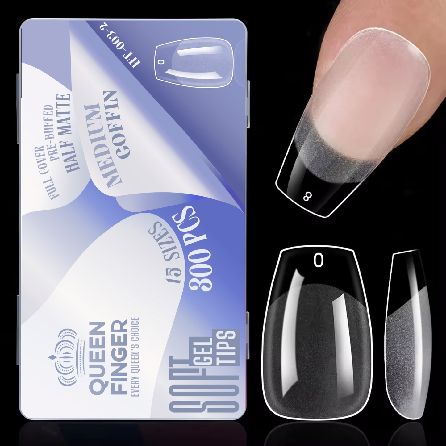 GV873 Soft Gel Nail Tips with Box – 300PCS Clear Gel X Nail Tips Full Cover Fake Nails Soft Acrylic Tips for Nail Extension Manicure at Home or Salon DIY Use for Women and Girls