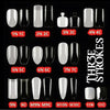 GV409 THR3E STROKES 500PCS Acrylic Nail Tips – Natural & Clear – 10 Shapes (Almond, Coffin, Stiletto, Oval, Full Cut Square, Half Cut Square, Toe Nails)