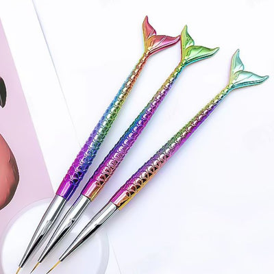 GV614 Mermaid Tail Nail Art Brush Set – 3PCS Fine Detail Liner Brushes for Nail Design