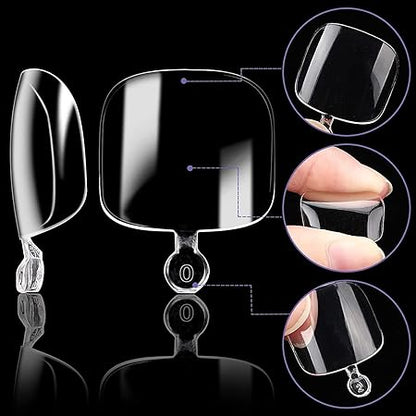 GV765 THR3E STROKES 120pcs Soft Gel NailTips, Gel X Nail Tips Clear Fake Nails Full Cover Soft Acrylic NailTips with Box for Extension Nail Manicure Salon Home DIY (Toe Nails)