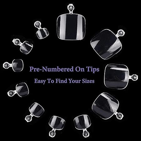 GV765 THR3E STROKES 120pcs Soft Gel NailTips, Gel X Nail Tips Clear Fake Nails Full Cover Soft Acrylic NailTips with Box for Extension Nail Manicure Salon Home DIY (Toe Nails)