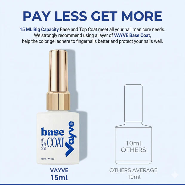 GV959 Vayve Gel Base Coat 15ml | Strong Adhesion UV/LED Soak-Off Base Coat