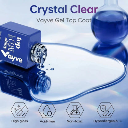 GV958 Vayve Glossy Gel Top Coat 15ml | High Shine UV/LED Soak-Off Top Coat