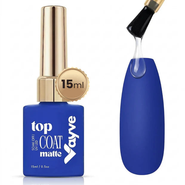 GV960 Vayve Matte Gel Top Coat 15ml | Long-Lasting UV/LED Soak-Off Matte Finish