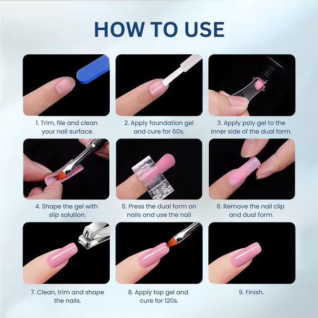 GV955 Vayve Poly Gel Nail Extension Kit – Dual Nail Forms, Nail File & Tool Set
