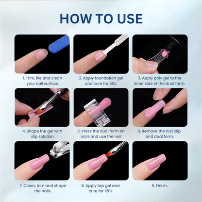 GV955 Vayve Poly Gel Nail Extension Kit – Dual Nail Forms, Nail File & Tool Set