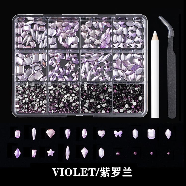 GV634 Nail Art Rhinestone Set – 3D Crystal Gems Kit with Picker Tool