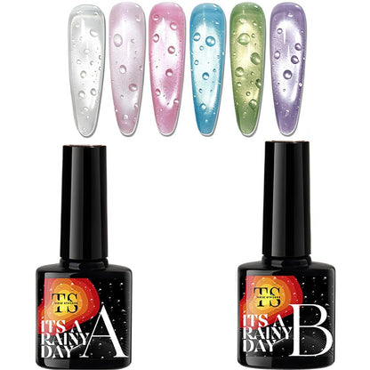GV1112 THR3E STROKES Water Drop Gel Top Coat, 3D Rain Drop Effect Non-Wipe Glossy Shiny Nail Art Top coat, DIY Bubble Ice Dew Soak Off UV LED Gel Nail Polish at Home -7.5ML