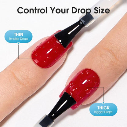 GV1112 THR3E STROKES Water Drop Gel Top Coat, 3D Rain Drop Effect Non-Wipe Glossy Shiny Nail Art Top coat, DIY Bubble Ice Dew Soak Off UV LED Gel Nail Polish at Home -7.5ML
