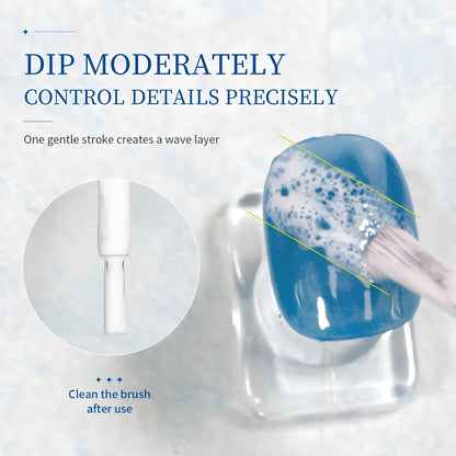 GV1122 THR3E STROKES Ocean Wave Blooming Gel Nail Polish 7.5ml, White Wave Blooming Liquid for Spreading Wave Effect, High Fluidity DIY Marble Nail Art, Use Over Uncured Base Gel