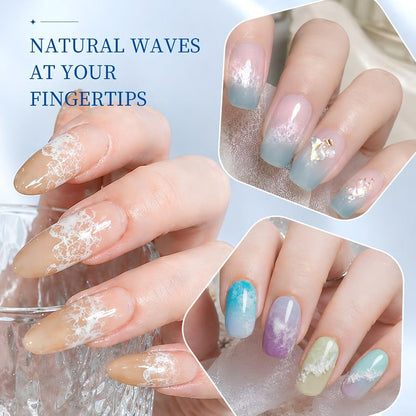 GV1122 THR3E STROKES Ocean Wave Blooming Gel Nail Polish 7.5ml, White Wave Blooming Liquid for Spreading Wave Effect, High Fluidity DIY Marble Nail Art, Use Over Uncured Base Gel