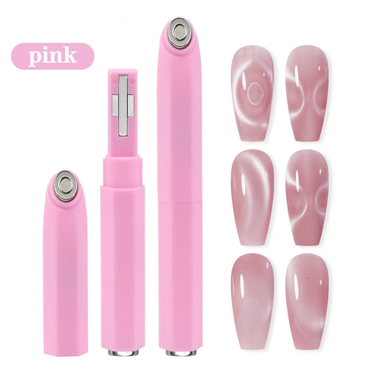 GV912 Magnetic Cat Eye Nail Magnet Stick – Dual-Head Nail Art Magnet Tool for 3D Cat Eye Gel Polish Effects Color may Vary