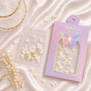 GV1111 M&Co 3D White Bow Knot Nail Art Decorations Set – Mixed Sizes, Pearls, and Gold Accents