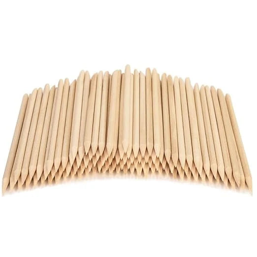 GV1163 100PCS Professional Orange Wood Sticks for Nails (3 Inch) - Dual-Ended Wooden Cuticle Pusher & Remover Set - Non-Toxic Disposable Wood Tools for Manicure, Pedicure & Nail Art