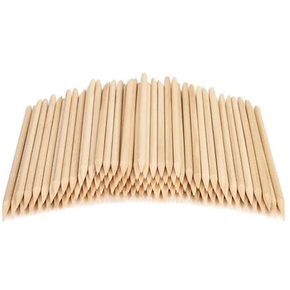 GV1163 100PCS Professional Orange Wood Sticks for Nails (3 Inch) - Dual-Ended Wooden Cuticle Pusher & Remover Set - Non-Toxic Disposable Wood Tools for Manicure, Pedicure & Nail Art