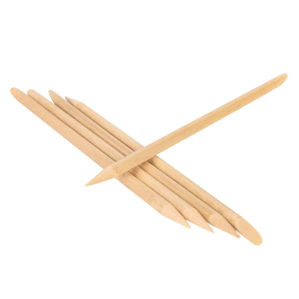 GV1163 100PCS Professional Orange Wood Sticks for Nails (3 Inch) - Dual-Ended Wooden Cuticle Pusher & Remover Set - Non-Toxic Disposable Wood Tools for Manicure, Pedicure & Nail Art