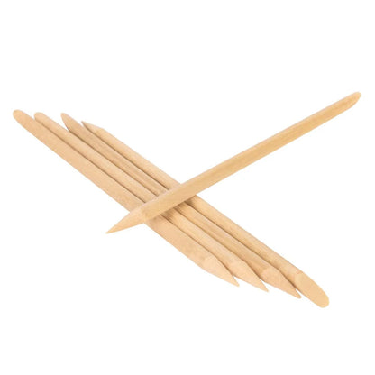 GV1163 100PCS Professional Orange Wood Sticks for Nails (3 Inch) - Dual-Ended Wooden Cuticle Pusher & Remover Set - Non-Toxic Disposable Wood Tools for Manicure, Pedicure & Nail Art