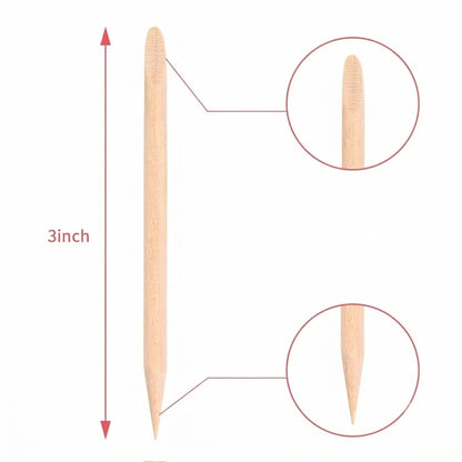 GV1163 100PCS Professional Orange Wood Sticks for Nails (3 Inch) - Dual-Ended Wooden Cuticle Pusher & Remover Set - Non-Toxic Disposable Wood Tools for Manicure, Pedicure & Nail Art