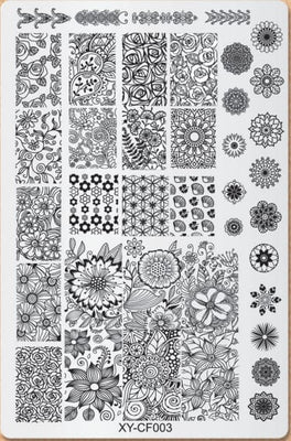 GV732 Floral Nail Stamping Plates – Nail Art Stamp Templates for Creative Manicure Designs (Stamper Free)