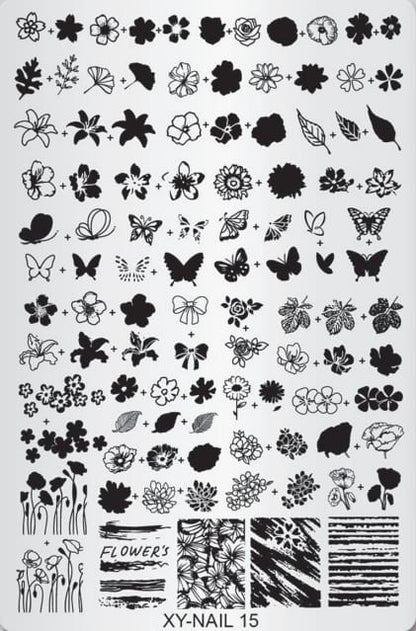 GV732 Floral Nail Stamping Plates – Nail Art Stamp Templates for Creative Manicure Designs (Stamper Free) Pattern may vary