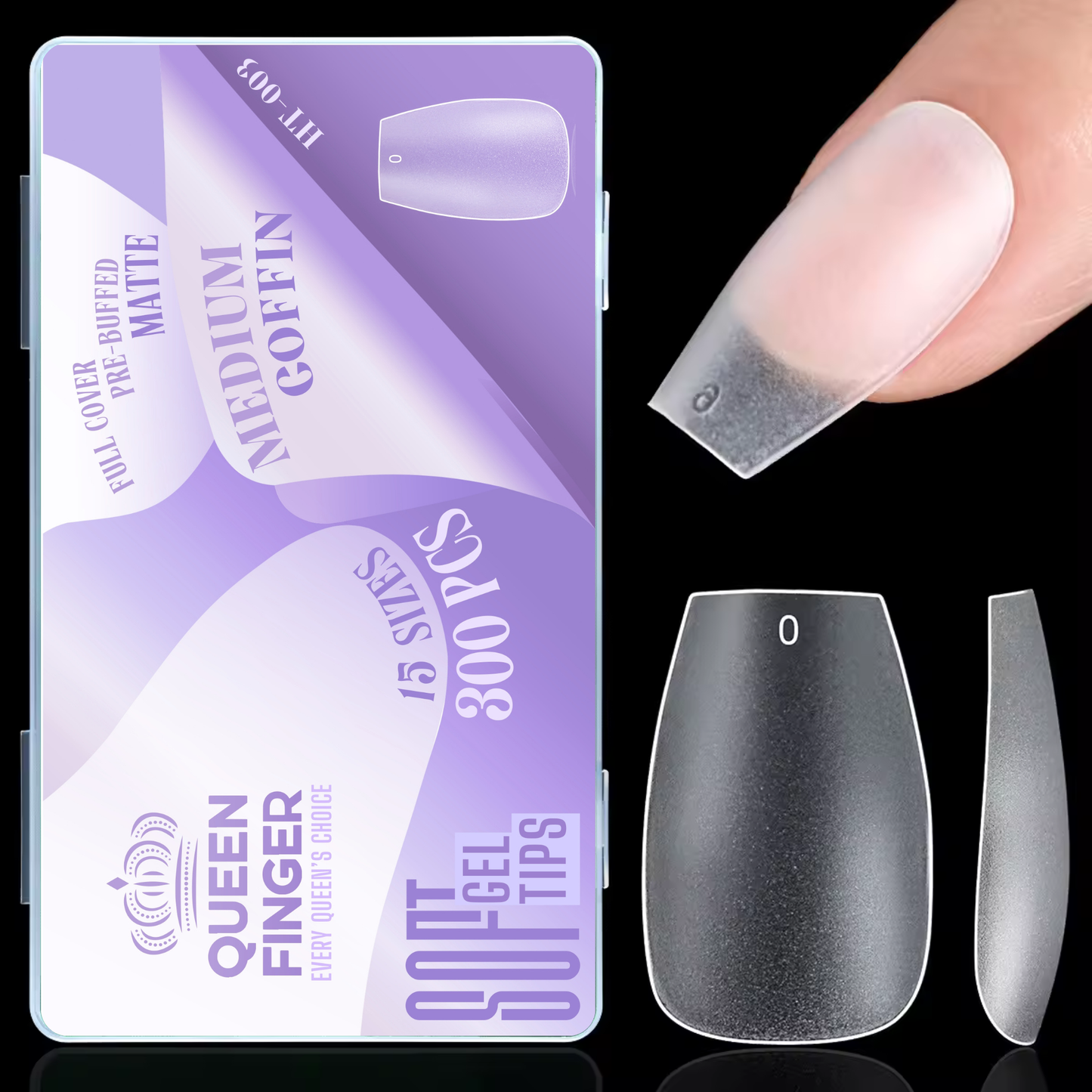 GV873 Soft Gel Nail Tips with Box – 300PCS Clear Gel X Nail Tips Full Cover Fake Nails Soft Acrylic Tips for Nail Extension Manicure at Home or Salon DIY Use for Women and Girls