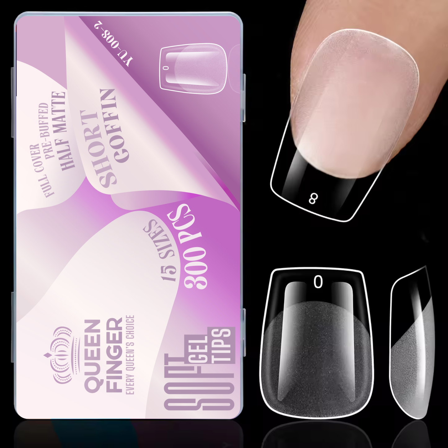 GV872 Soft Gel Nail Tips with Box – 300PCS Clear Gel X Nail Tips Full Cover Fake Nails Soft Acrylic Tips for Nail Extension Manicure at Home or Salon DIY Use for Women and Girls