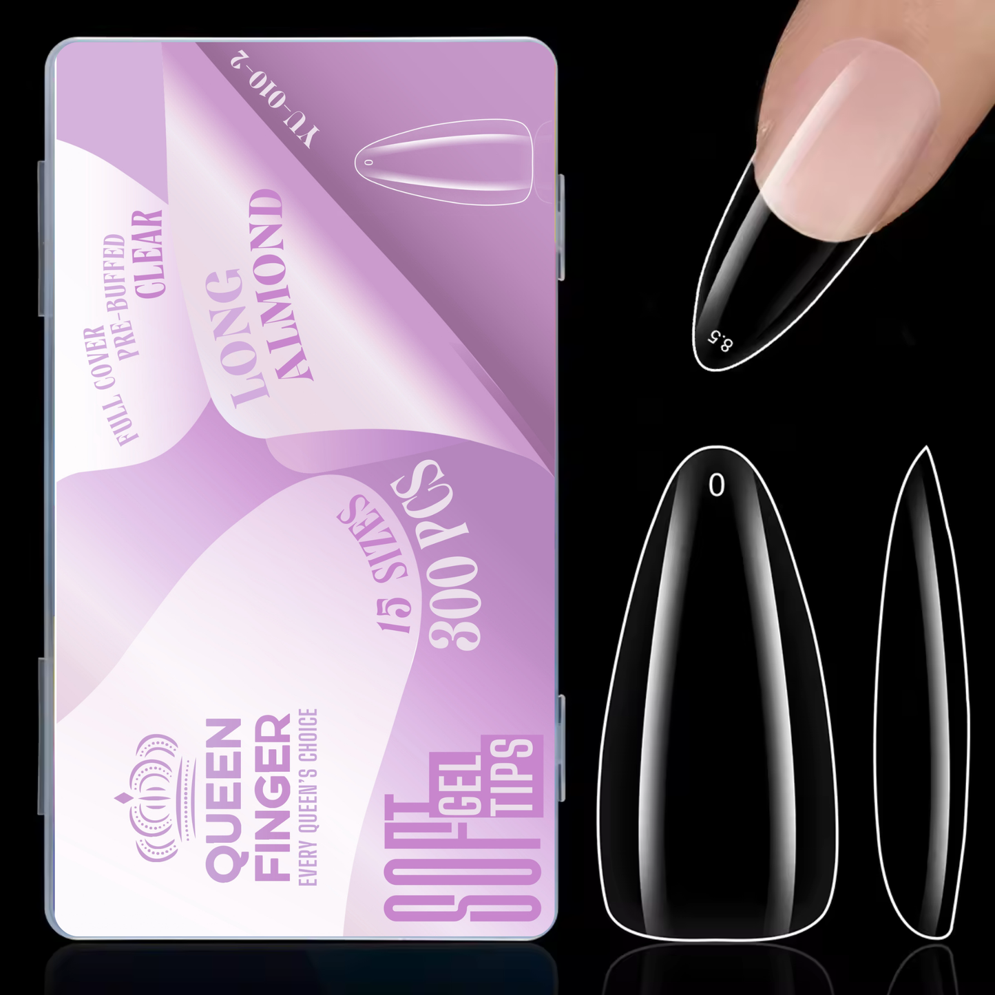 GV872 Soft Gel Nail Tips with Box – 300PCS Clear Gel X Nail Tips Full Cover Fake Nails Soft Acrylic Tips for Nail Extension Manicure at Home or Salon DIY Use for Women and Girls