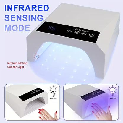 GV1138 SUN BM-20 42 LED UV Nail Lamp, Rechargeable Professional Nail Dryer with 30s/60s/90s Timer, Touch Control, Infrared Sensor & Removable Base for Gel Polish