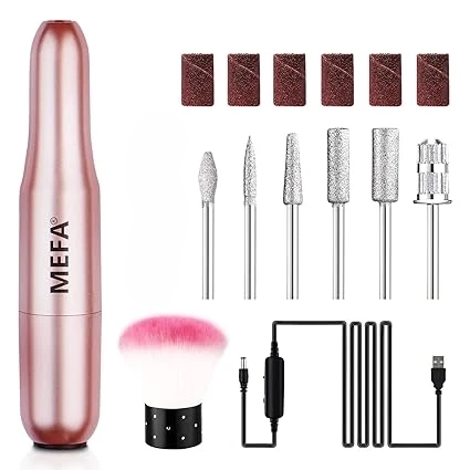 GV771 Professional Portable Electric Nail Drill with 6PCS Drill Bits & Cuticle Oil Pen – Efile Nail Machine for Acrylic, Gel & Dip Powder Manicure and Pedicure