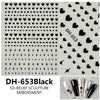 GV601 DH-653 5D Relief Nail Art Stickers – Hearts & Stars Embossed Design
