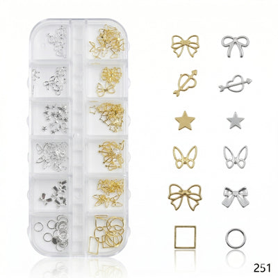 GV660 Butterfly & Bow Nail Art Charms Kit – Gold & Silver Mix (Set 251)