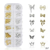 GV636 Gold & Silver Nail Charms Set – Butterfly, Bow & Crown Designs (257)
