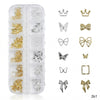 GV656 3D Metallic Nail Art Decorations – Bows, Crowns & Butterflies Box (261)