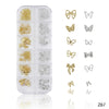 GV653 12 Grid Gold & Silver Butterfly Bow Nail Charms Set – 3D Nail Art Decoration Box (287)