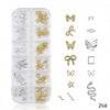 GV642 12 Grid Gold & Silver Nail Art Charms Set – 3D Metal Nail Decoration Box (298)