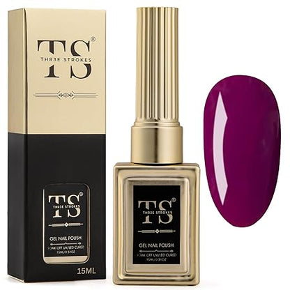 GV189 THR3E STROKES Professional UV Gel Nail Polish, HEMA-FREE Lasts Upto 21 Days, Super Glossy Finish, Non-Chipping, Non-Smudging, Quick Drying Nail Polish,15 ml (15ML)